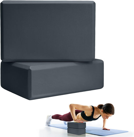 2 Pcs Yoga Blocks, 9X6X3 Inch Foam Blocks for Pilates