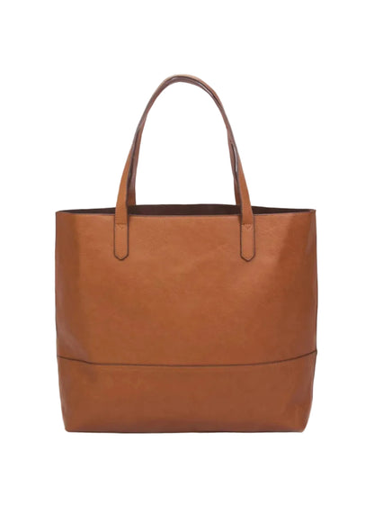 Large Vegan Leather Tote - Womens Slouchy Shoulder Bag with Open Top