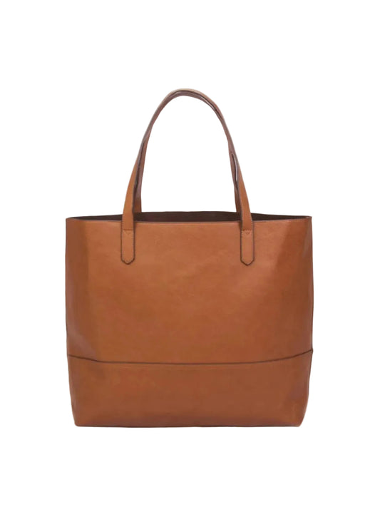 Large Vegan Leather Tote - Womens Slouchy Shoulder Bag with Open Top