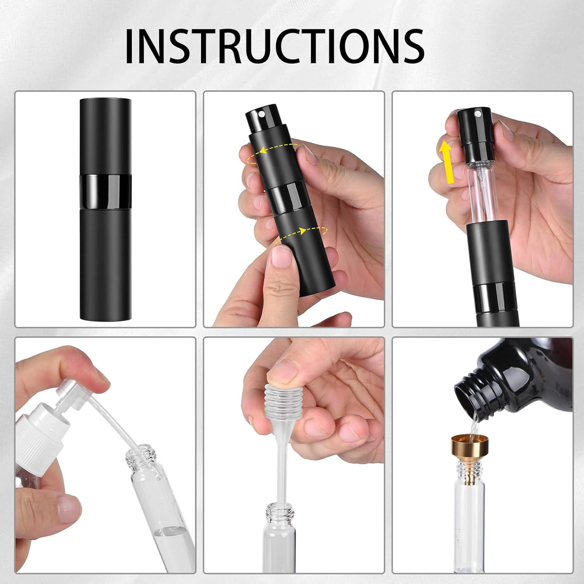 ​​Perfume Travel Refillable Atomizer 8ML (3PCS) - Empty Cologne Spray Bottle, Portable & Leakproof Sprayer for Travel​ (Black)