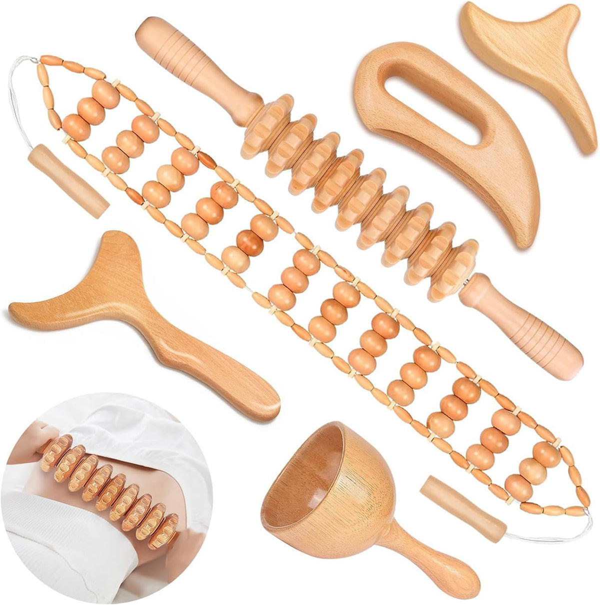 12-In-1 Wood Therapy Massage Tools Lymphatic Drainage Massager Wooden Massage Body Sculpting Tools Maderoterapia Kit Wood Therapy Tools for Muscle Pain Relief Body Shaping Anti-Cellulite