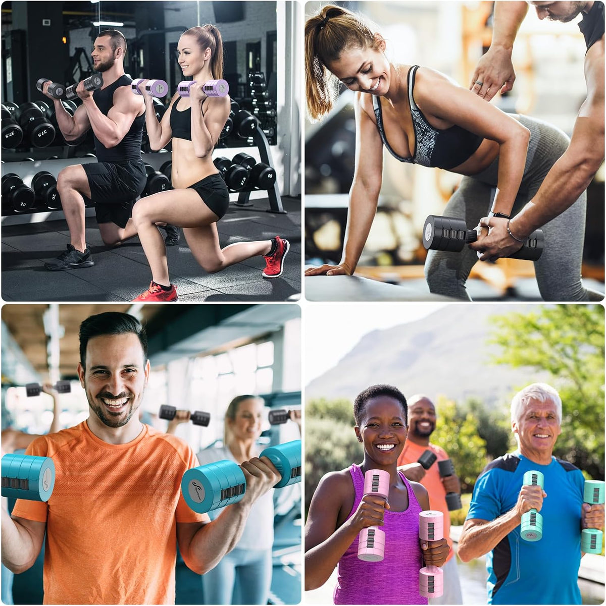 Adjustable Dumbbells Hand Weights Set: 5 Lb Dumbbell Set of 2 Each 2Lb 3Lb 4Lb 5Lb Free Weights Fast Adjust Weight 4 in 1 Weights Dumbbells Set for Women Men Home Gym Exercise Training