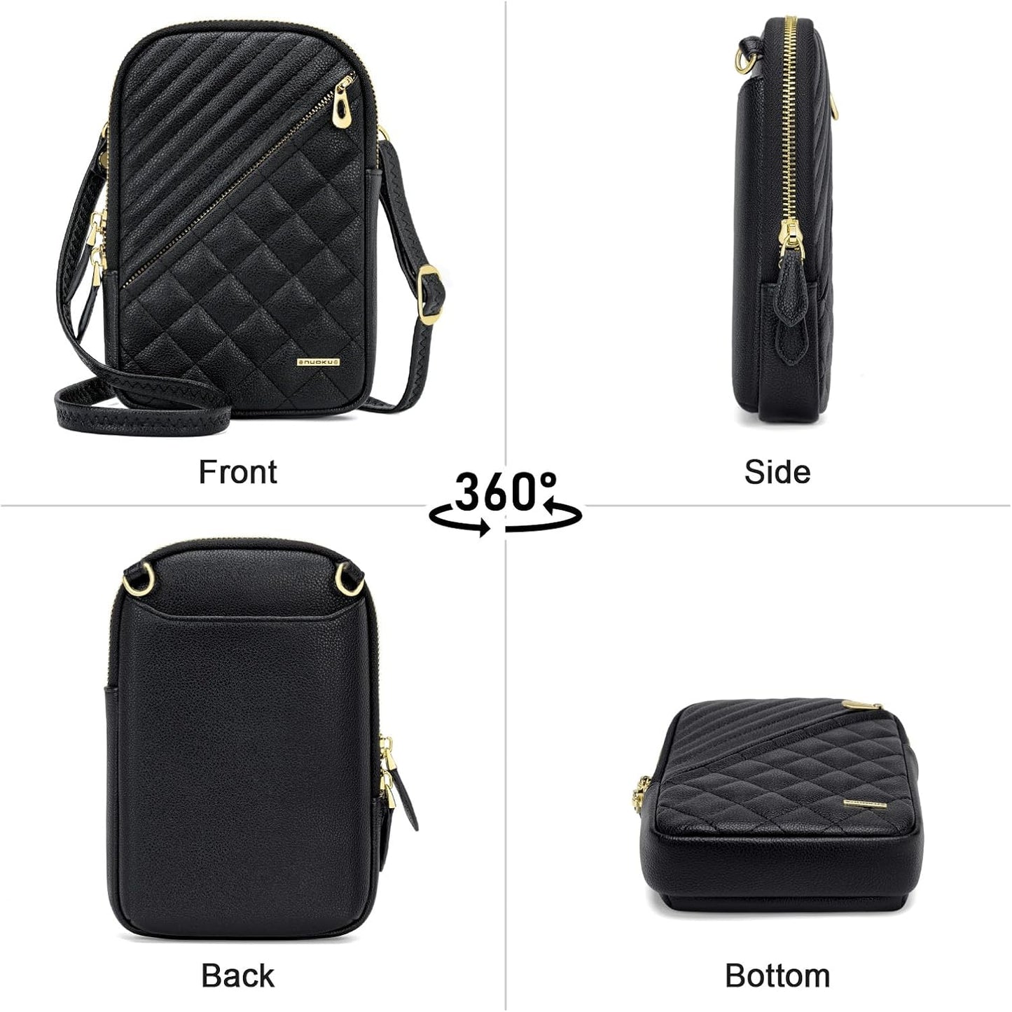 Small Crossbody Bags for Women Vegan Leather Cell Phone Wallet Purses for Women with Double Zipper,Rfid Wallet