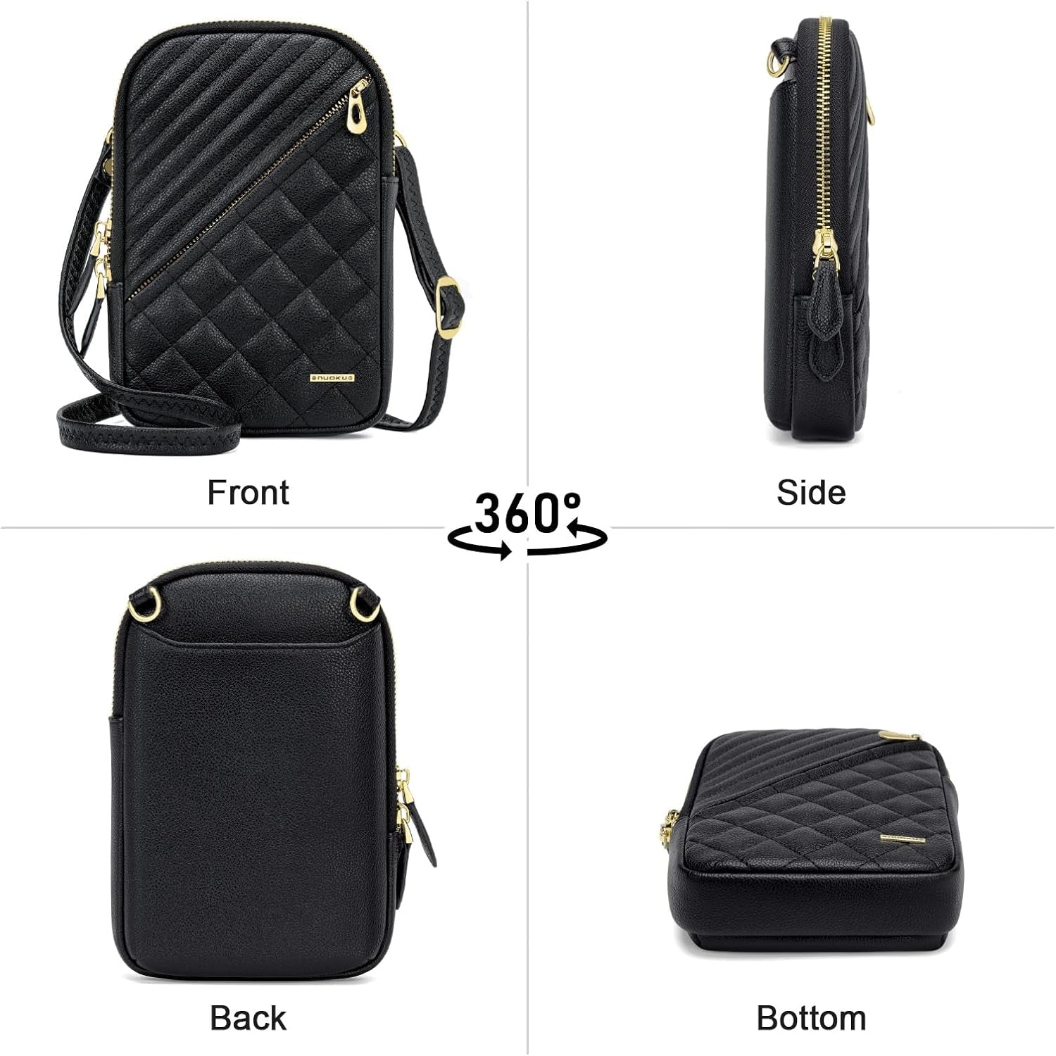 Small Crossbody Bags for Women Vegan Leather Cell Phone Wallet Purses for Women with Double Zipper,Rfid Wallet