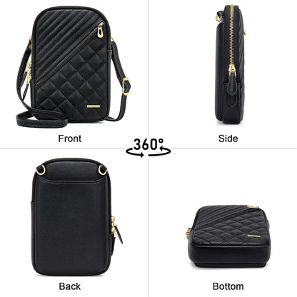 Small Crossbody Bags for Women Vegan Leather Cell Phone Wallet Purses for Women with Double Zipper,Rfid Wallet