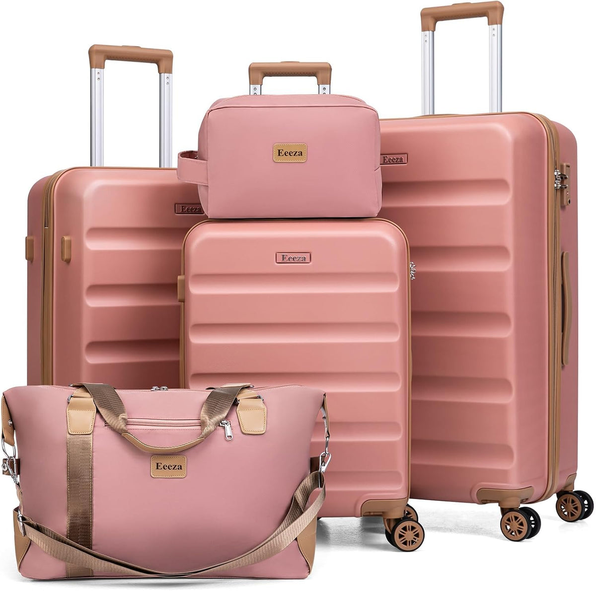 Luggage Sets 5 Piece, Lightweight Durable Hardshell Pink, 20/24/28"