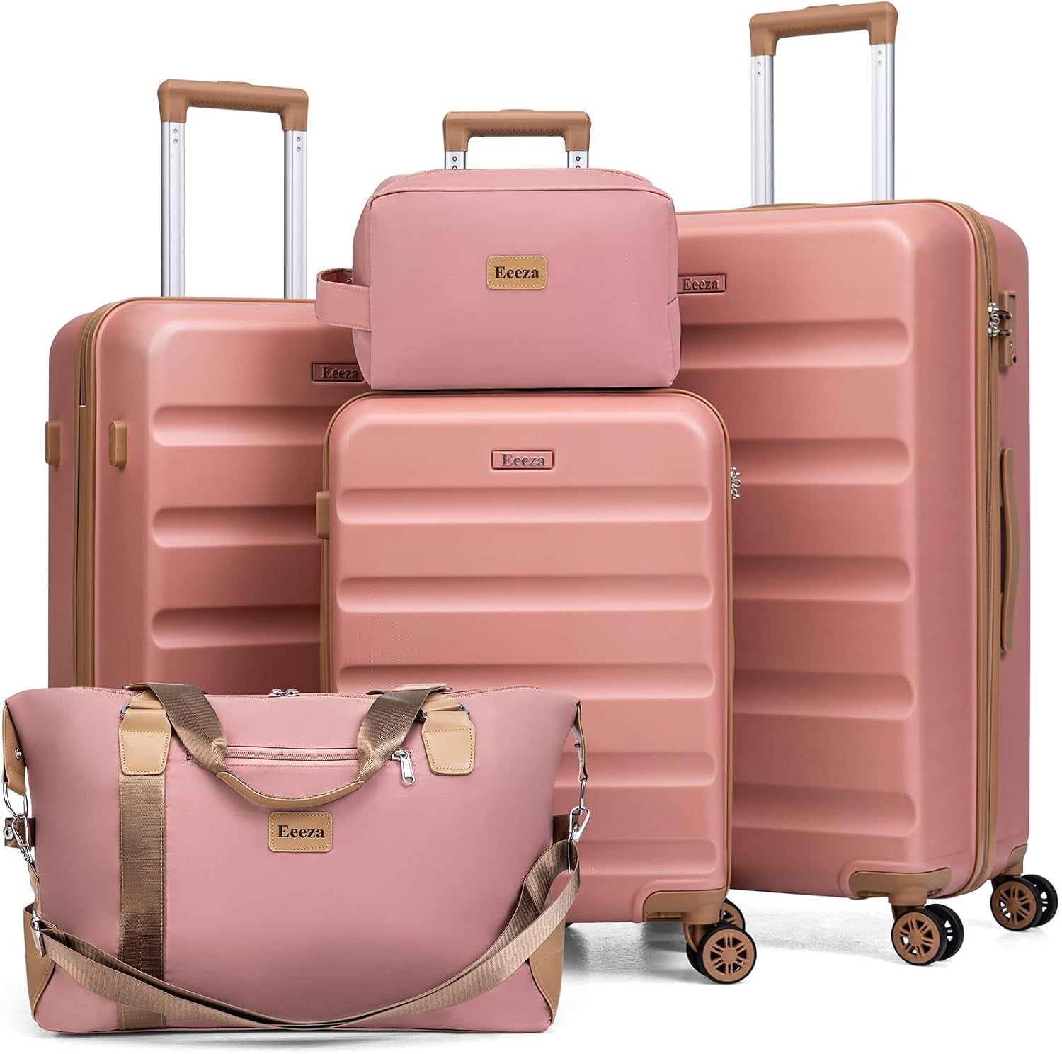 Luggage Sets 5 Piece, Lightweight Durable Hardshell Pink, 20/24/28"