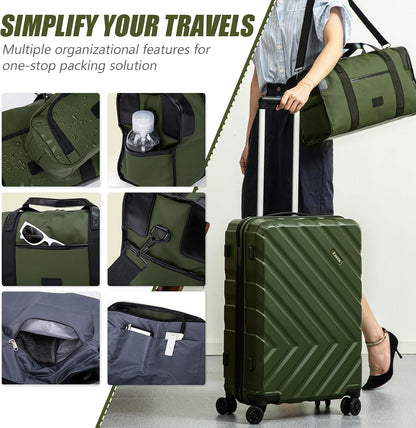 ABS+PC Luggage Sets 5 Piece,Suitcases with Wheels(20"/24"/28"),Red