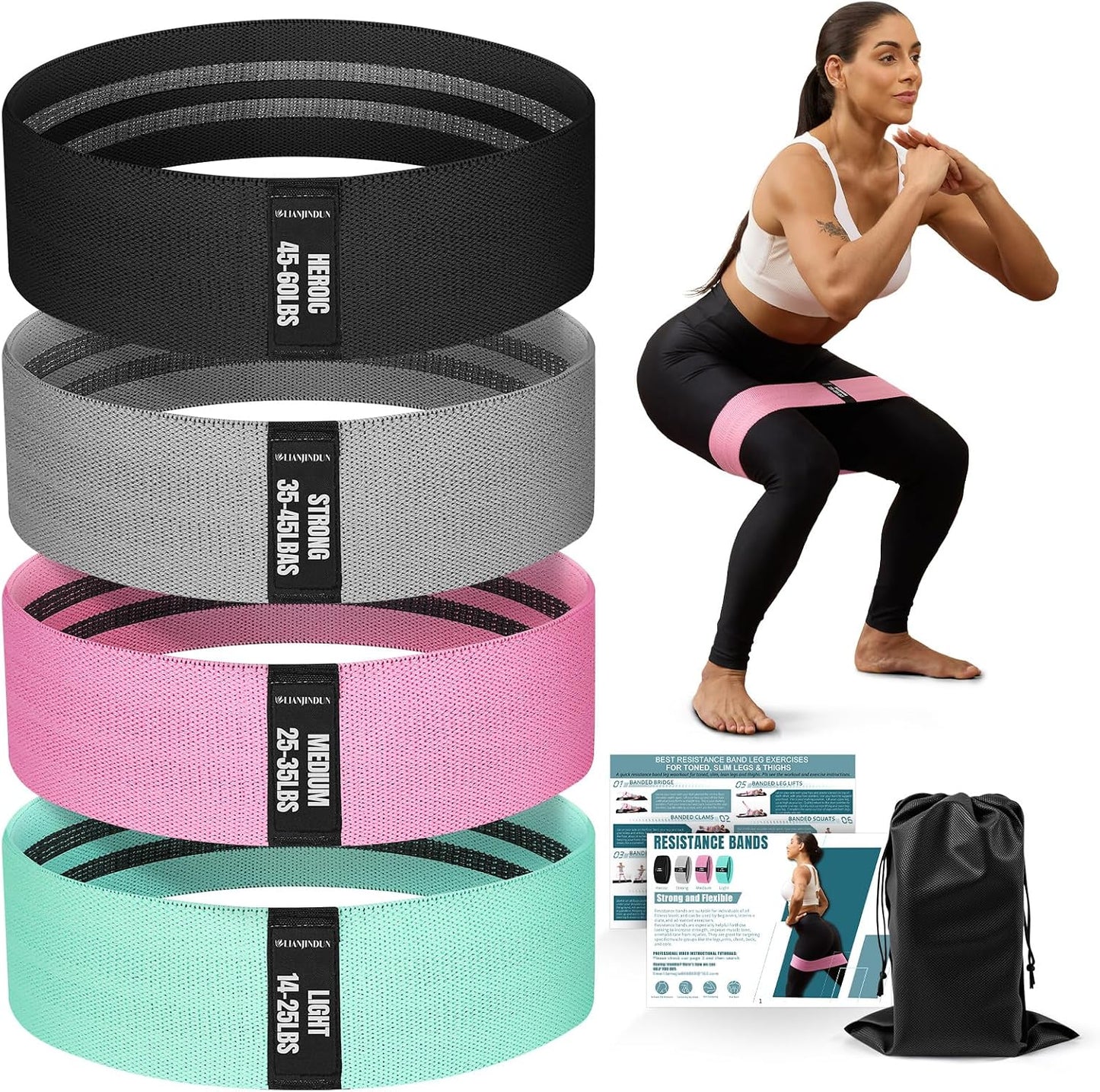 Booty Resistance Bands for Legs & Glutes, Non-Slip Workout Set