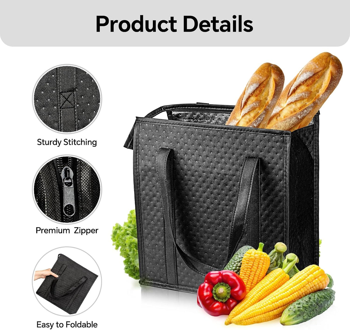 Insulated Grocery Bags, Reusable Insulated Bag, Portable Cooler Bags for Shopping Food Travel Beach Camping