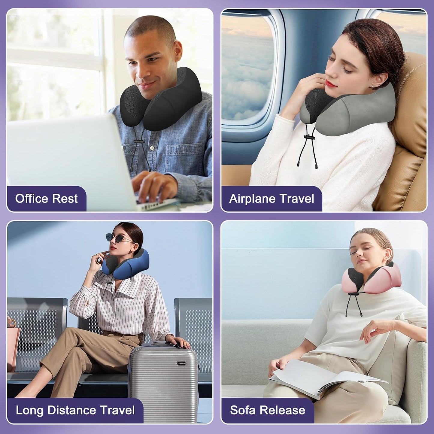 Memory Foam Travel Neck Pillow for Airplane Comfort