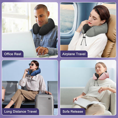 Memory Foam Travel Neck Pillow for Airplane Comfort