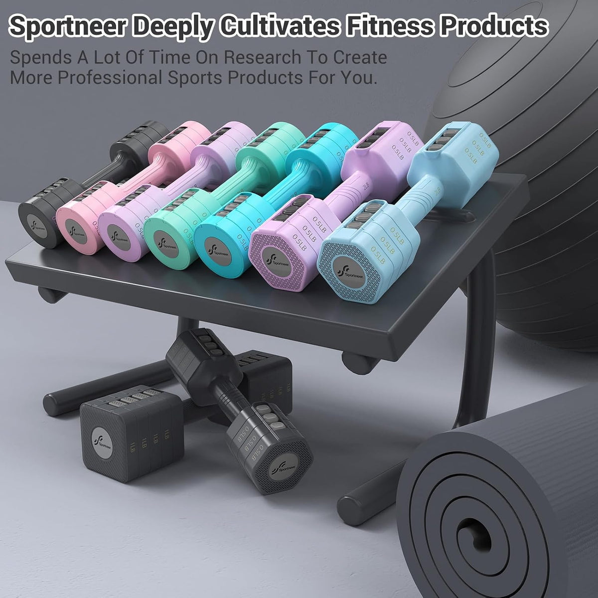 Adjustable Dumbbells Hand Weights Set: 5 Lb Dumbbell Set of 2 Each 2Lb 3Lb 4Lb 5Lb Free Weights Fast Adjust Weight 4 in 1 Weights Dumbbells Set for Women Men Home Gym Exercise Training