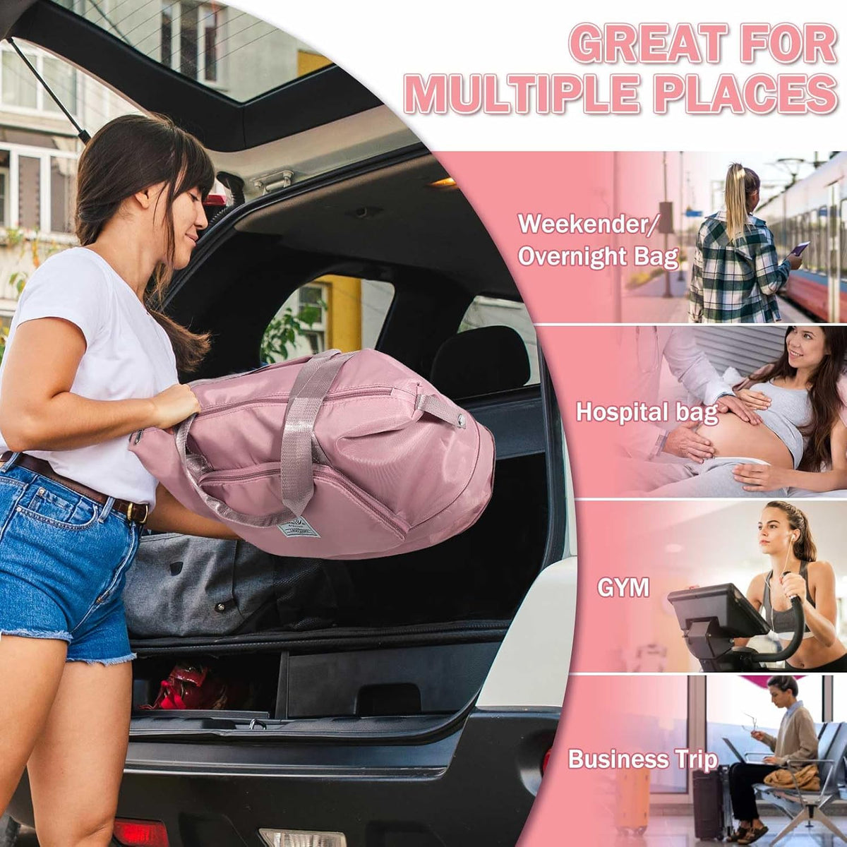 Large Capacity Folding Travel Bag,Expansion Travel Duffel Bag with Dry and Wet Separation Portable Travel Duffel Bag
