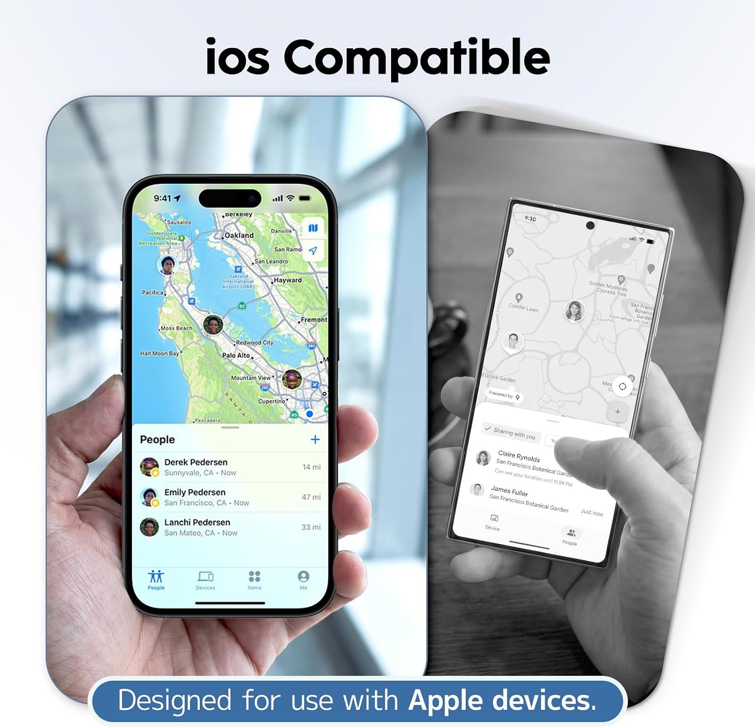 Apple Find My Wallet Tracker Card, Rechargeable Slim Bluetooth Wallet Finder for Iphone, Item Locator for Wallet, Keys, Passport & Luggage, Ios Only, Black