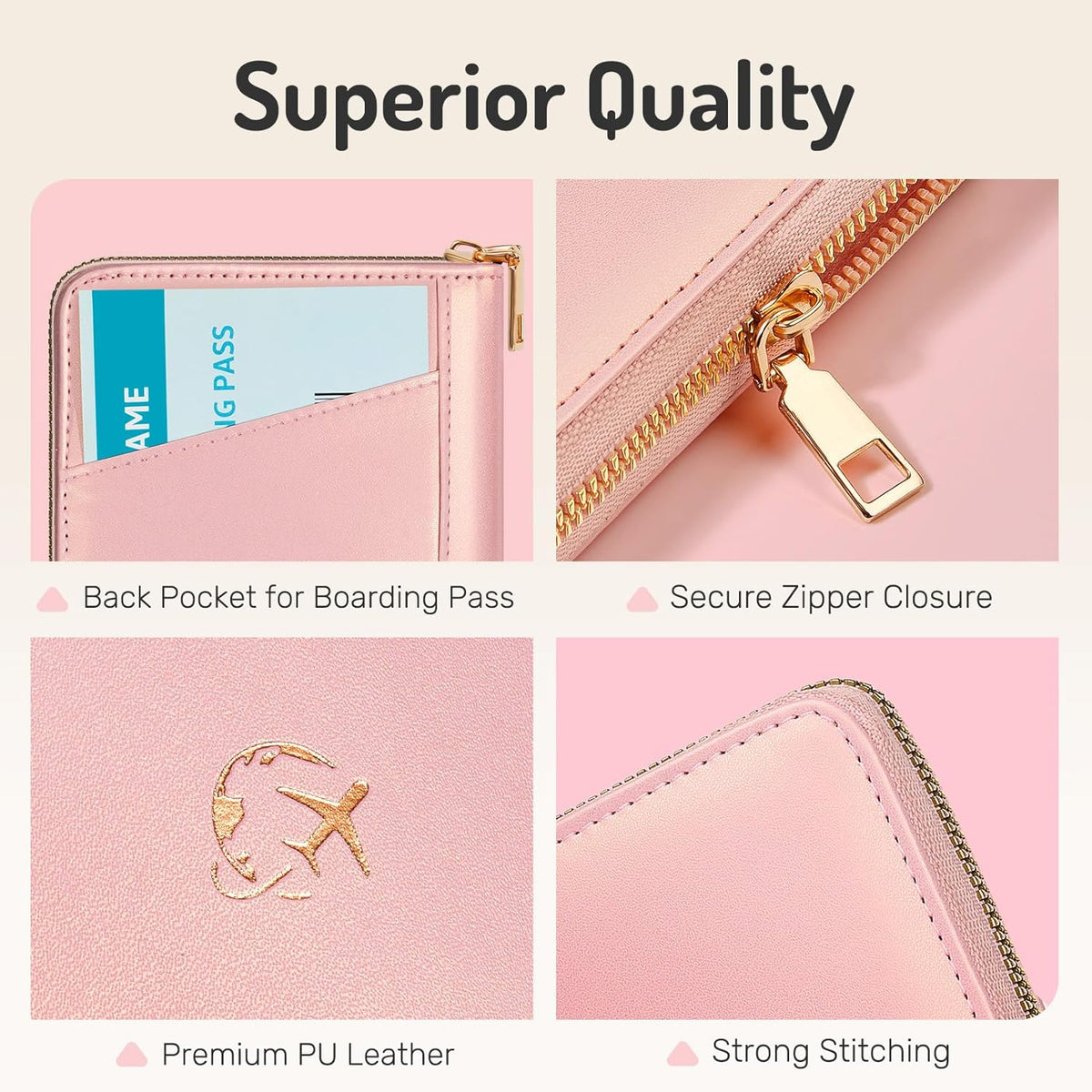 Safe Zipper Passport Holder Cover, Passport Wallet for Travel