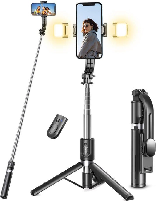 Selfie Stick Tripod with Light, 45'' Phone Tripod with Wireless Remote