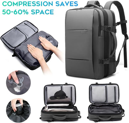Backpack with Anti-Theft Vacuum Compression Travel Backpack,Expandable Backpacks with Pump for Airplanes
