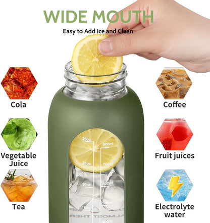 64 Oz Glass Water Bottle with Straw and Insulated Bottle Holder