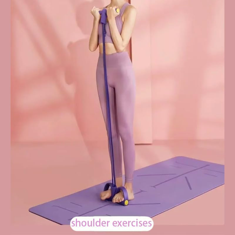 6-Tube Pedal Puller Resistance Band, Multifunction Tension Rope for Home Gym, Arm Leg Abdomen Waist Training Equipment for Stretching & Slimming, Yoga Pilates Exercise Band for Women & Men (Purple)
