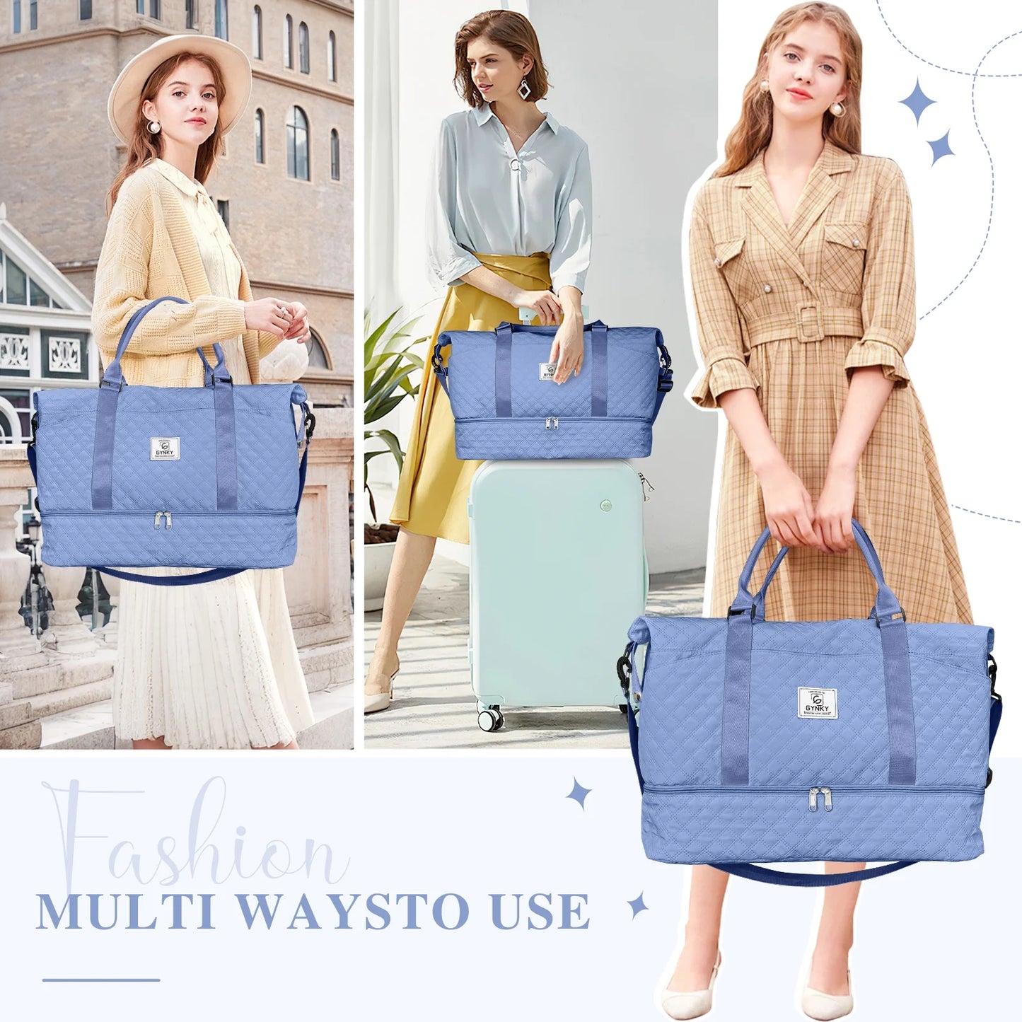 Travel Duffle Bag Weekender Bags for Women with Shoe Compartment Carry on Overnight Bag Gym Duffel Bag with Wet Pocket Hospital Bags for Labor and Delivery