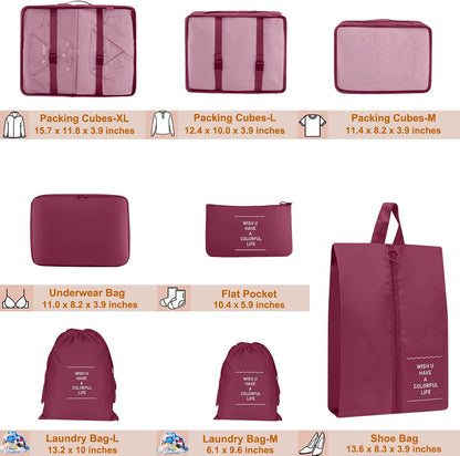 Packing Cubes for Travel 8 Set Luggage Organizer Bags
