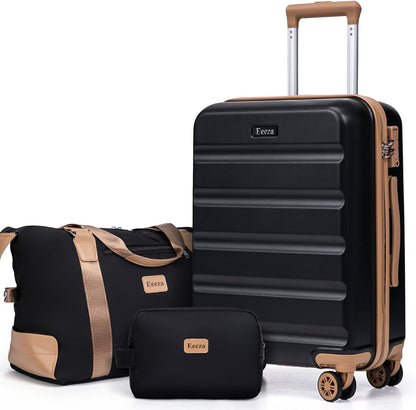 3 Piece Hardshell Luggage Set(20"/Db/Tb,Black)