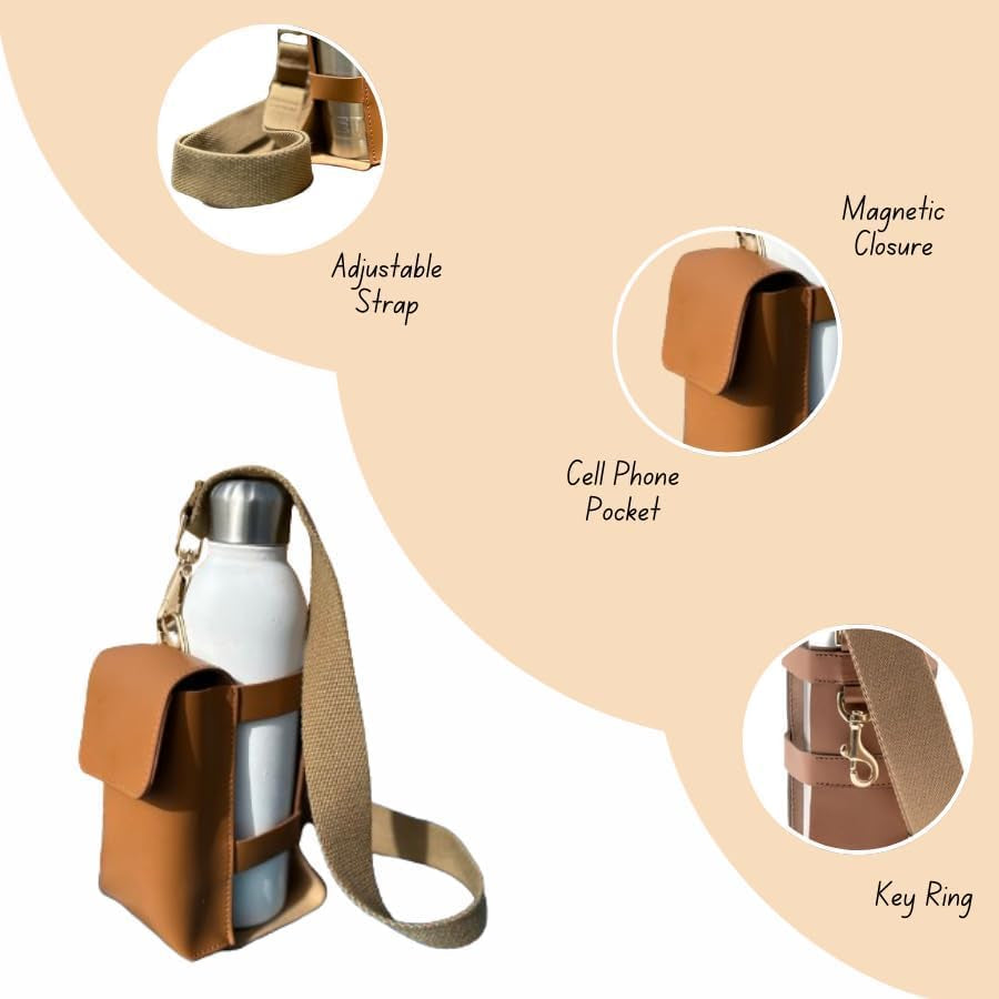 Water Bottle Holder with Strap Cell Phone Purse Carrier with Strap Road Trip Essential Travel Gifts for Walkers