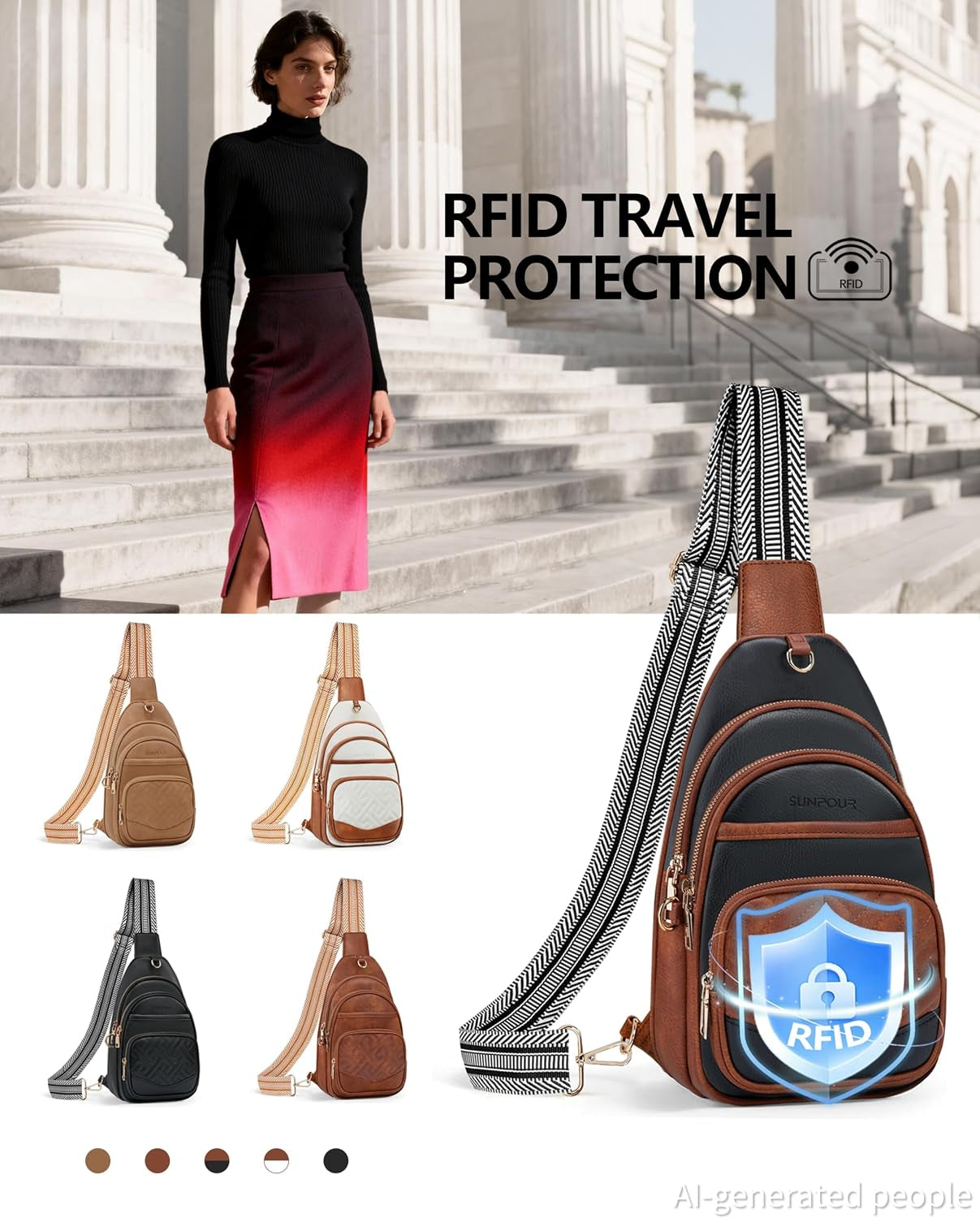 Anti Theft Crossbody Bags for Women,Rfid Sling Bag Travel Purse