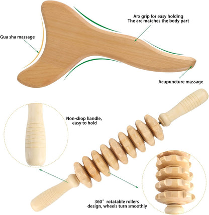 2 Pcs Wooden Gua Sha Tools Lymphatic Drainage Tool,  Wood Therapy Massage Tools Manual Gua Sha Tools anti Cellulite Massage Tool for Gua Sha Massage, Maderotherapy, Body Sculpting