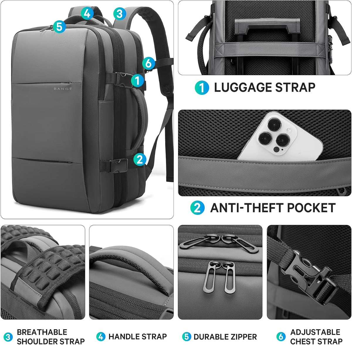 Backpack with Anti-Theft Vacuum Compression Travel Backpack,Expandable Backpacks with Pump for Airplanes