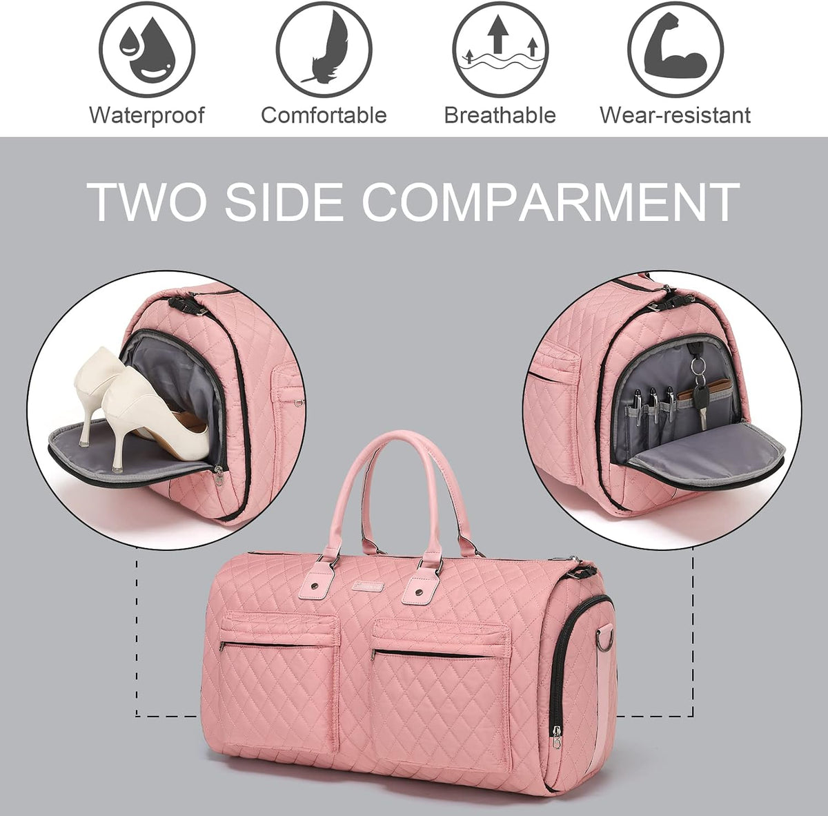 Convertible Garment Duffel Bag, 2-In-1 Hanging Suitcase for Travel