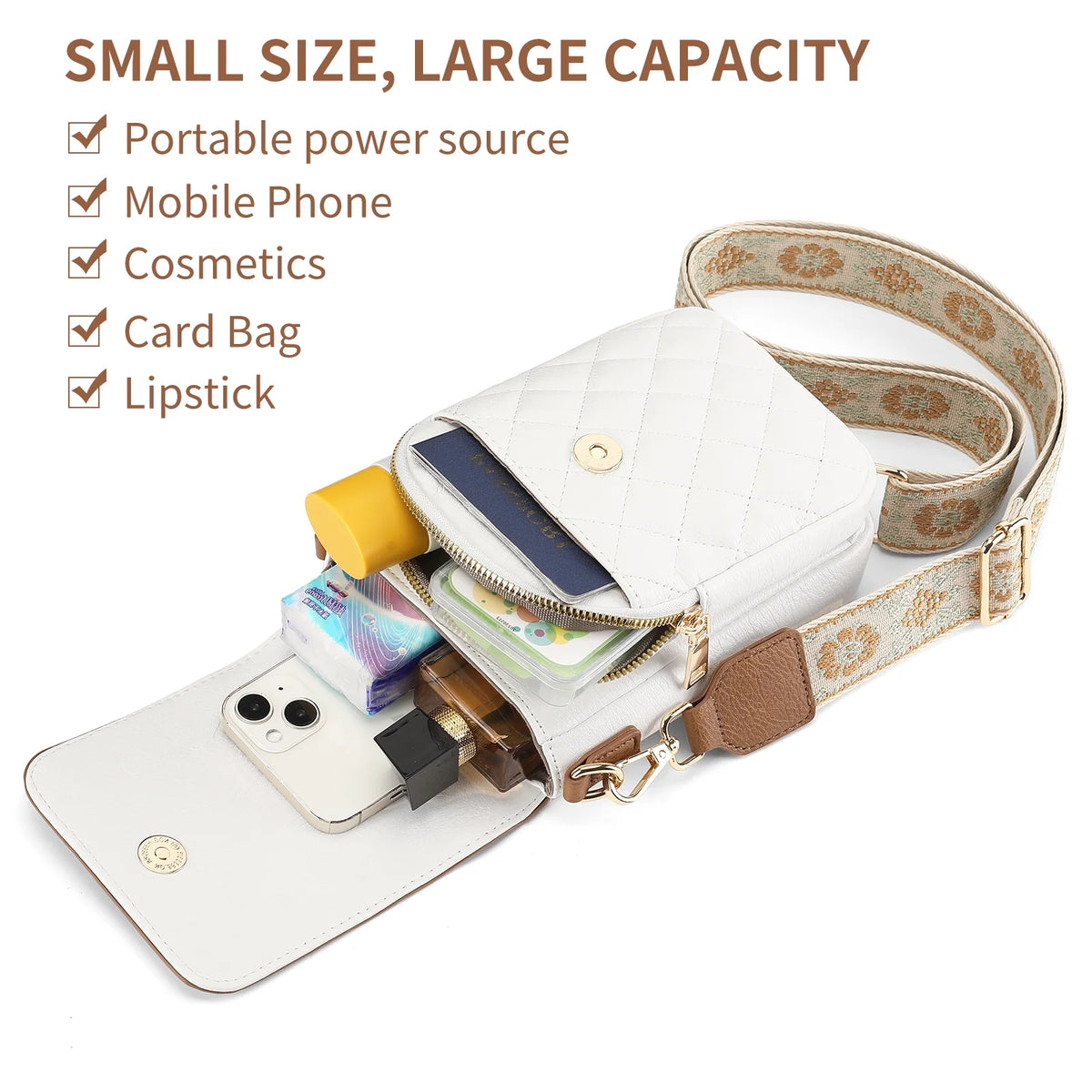 Crossbody Bags for Women Trendy Leather Triple Compartment Cell Phone Shoulder Wallet Purses with Card Slots