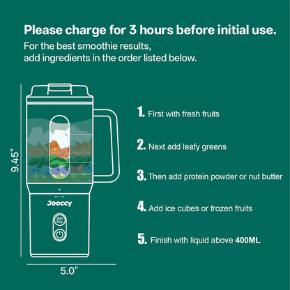 Portable Blender for Smoothie, 18Oz Personal, Cordless Rechargeable
