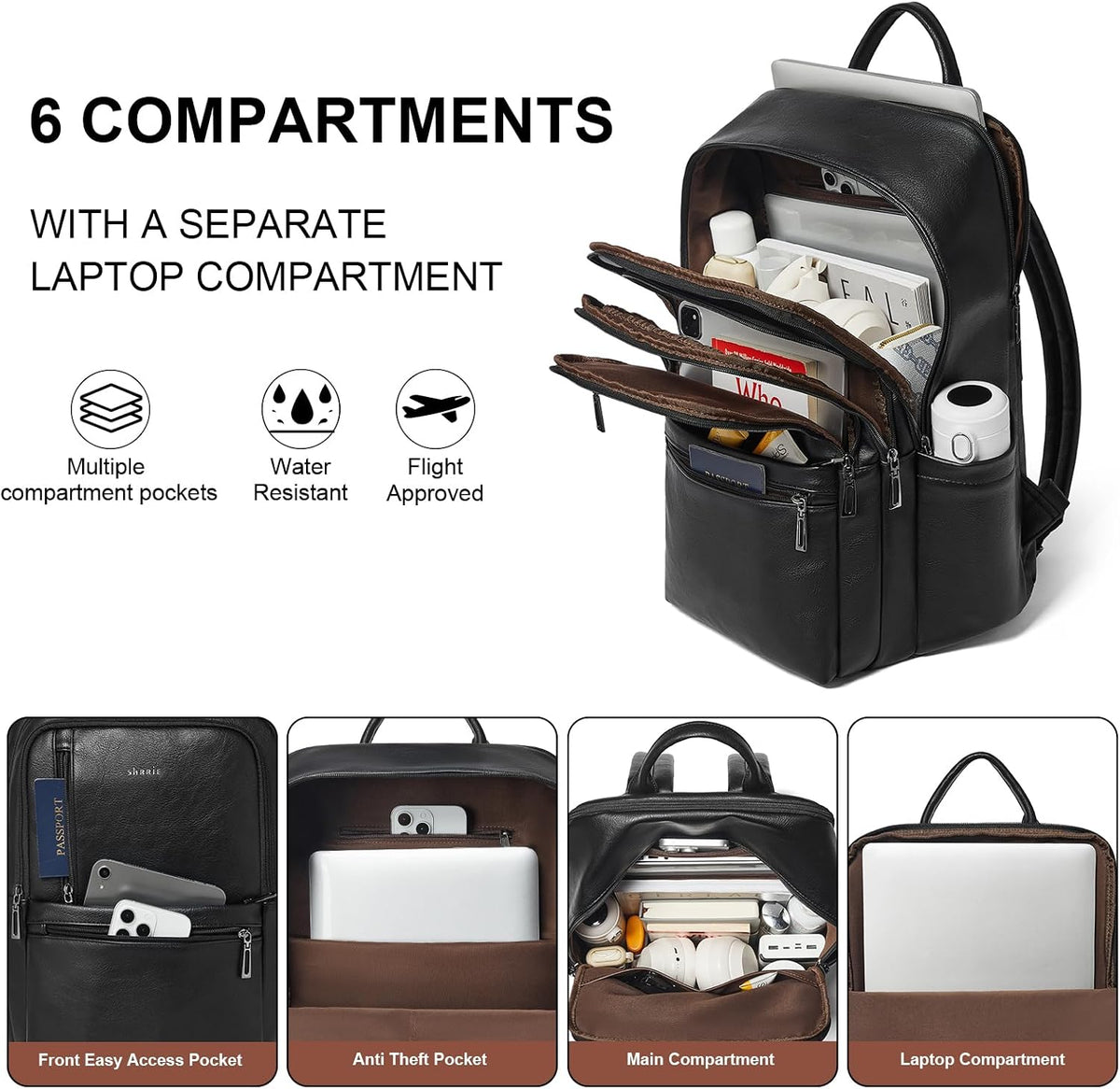 Leather Laptop Backpack for Women, 17 Inch Large Travel Laptop Backpack Purse for Casual Daypack College Work Bag