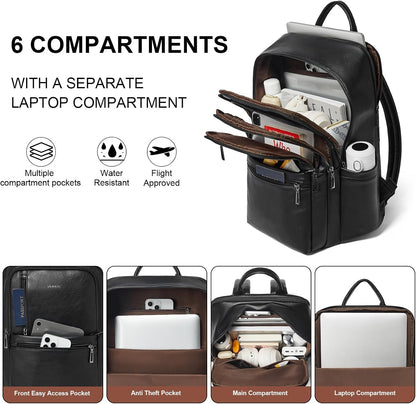Leather Laptop Backpack for Women, 17 Inch Large Travel Laptop Backpack Purse for Casual Daypack College Work Bag