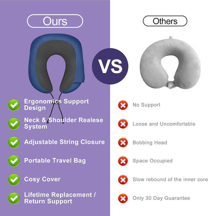 Memory Foam Travel Neck Pillow for Airplane Comfort