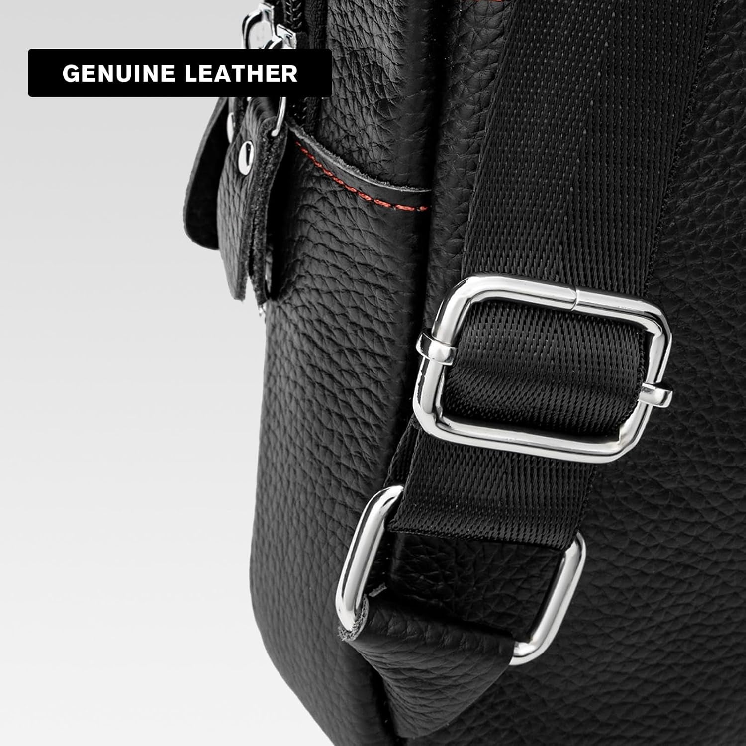 Genuine Leather Sling Crossbody Bag,Fashion Chest,Casual Shoulder Bag for Men Women Work Travel Cycling HB024