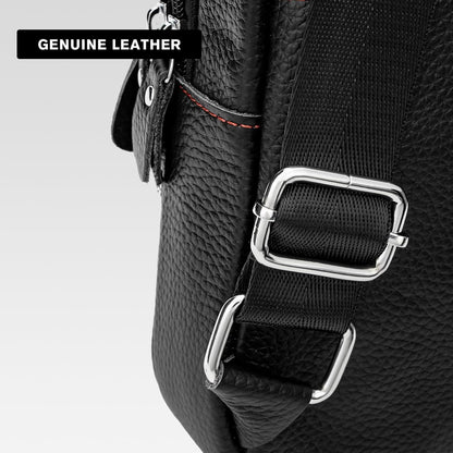 Genuine Leather Sling Crossbody Bag,Fashion Chest,Casual Shoulder Bag for Men Women Work Travel Cycling HB024