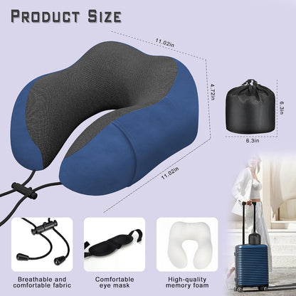 Memory Foam Travel Neck Pillow for Airplane Comfort
