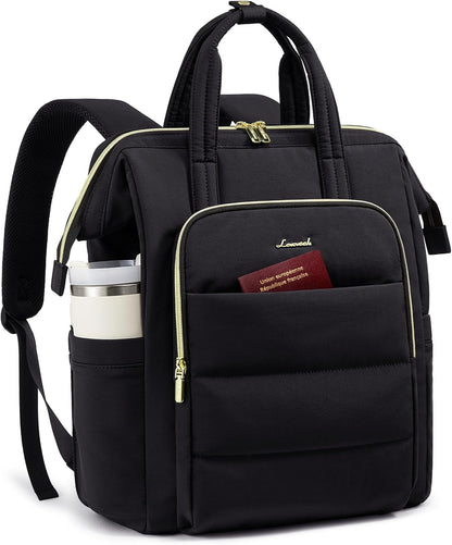 Laptop Backpack Women 18 Inch,Lightweight Puffer Travel Backpacks for Women,Quilted Laptop Bag Computer Work Teacher Nurse Backpack,Womens Backpack Purse Daypack for College Business,Black