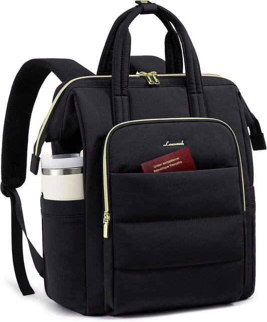 Laptop Backpack Women 18 Inch,Lightweight Puffer Travel Backpacks for Women,Quilted Laptop Bag Computer Work Teacher Nurse Backpack,Womens Backpack Purse Daypack for College Business,Black