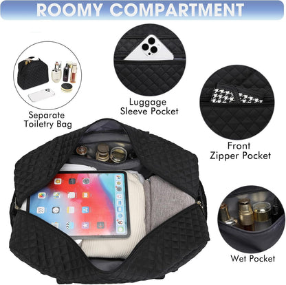 Large Travel Duffle Bags for Women: 35L Weekender Bag with Shoe Compartment