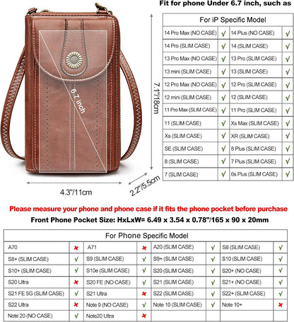 Women RFID Blocking Crossbody Cell Phone Purse PU Leather Wallet