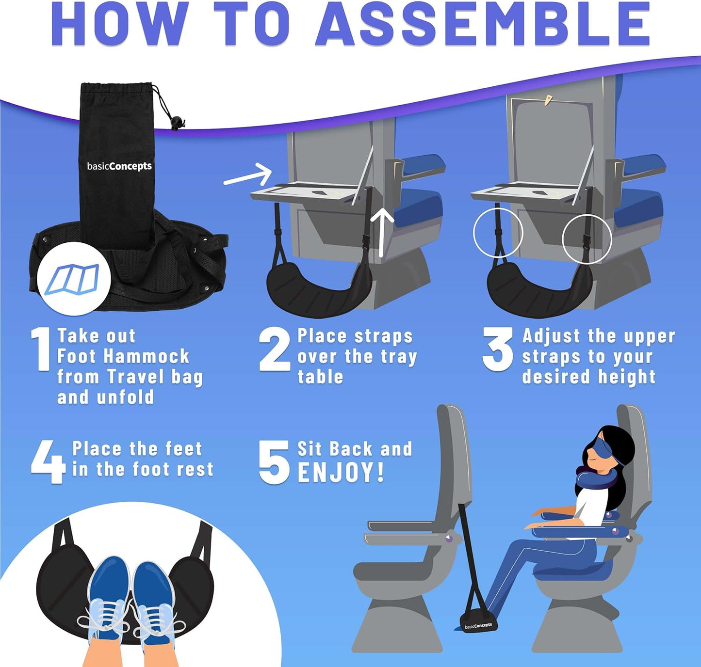 Airplane Foot Rest (Travel Comfortably), Perfect Foot Hammock Airplane or Plane