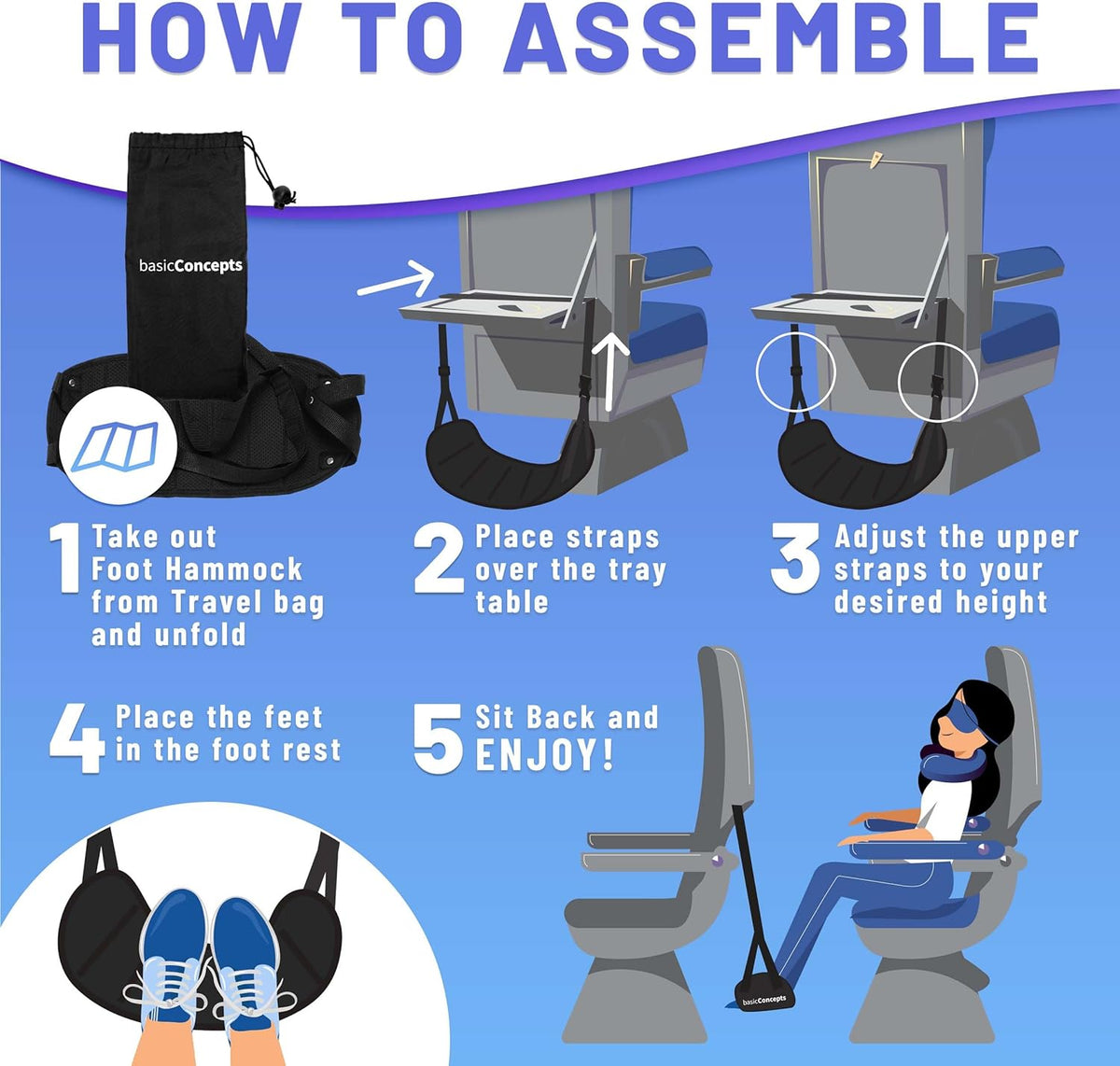 Airplane Foot Rest (Travel Comfortably), Perfect Foot Hammock Airplane or Plane