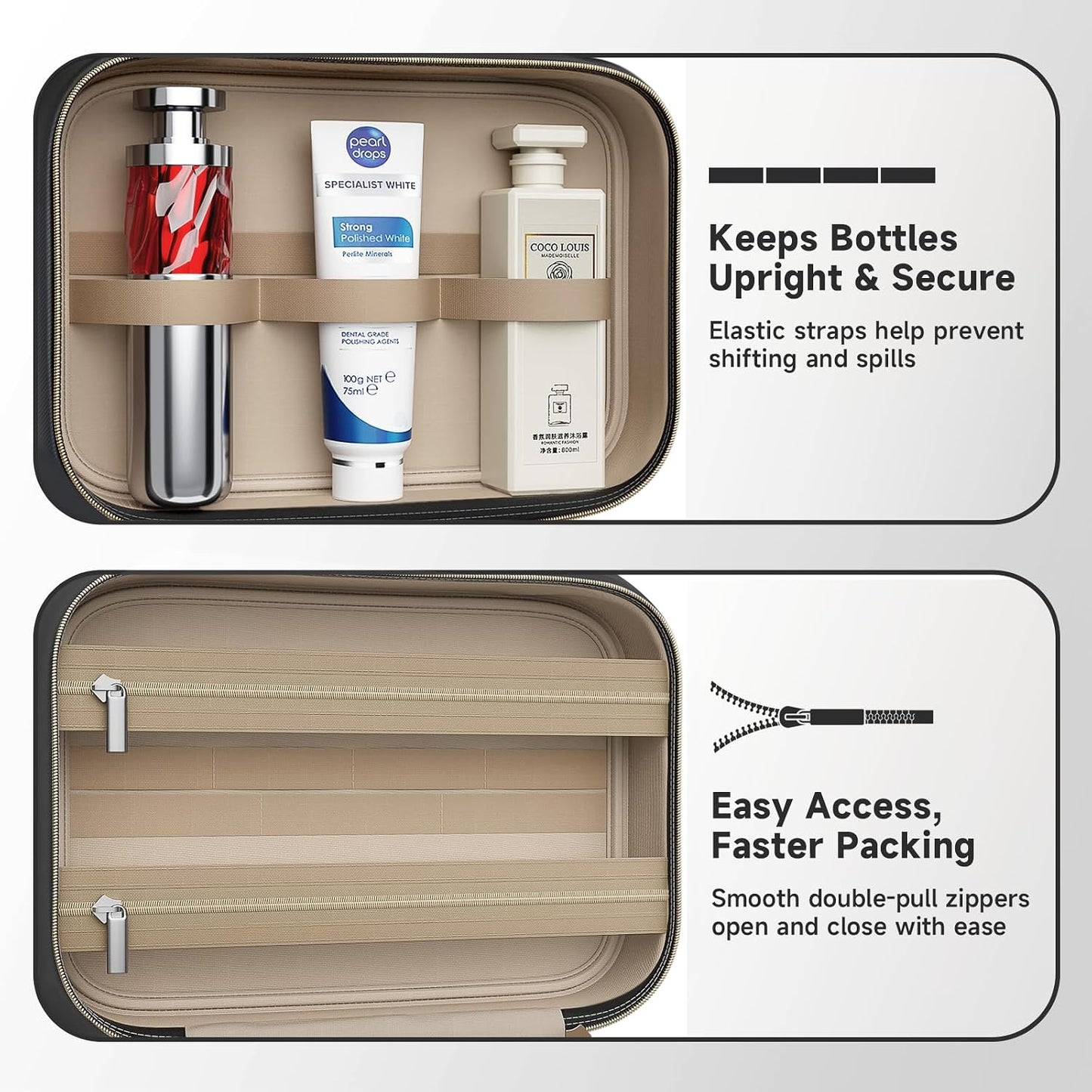 Travel Toiletry Bag for Women, Hanging Makeup Organizer Clear Pockets