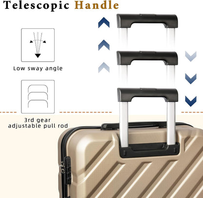 Luggage Sets,5 Piece (20"/24"/28"/DB/TB) Champagne