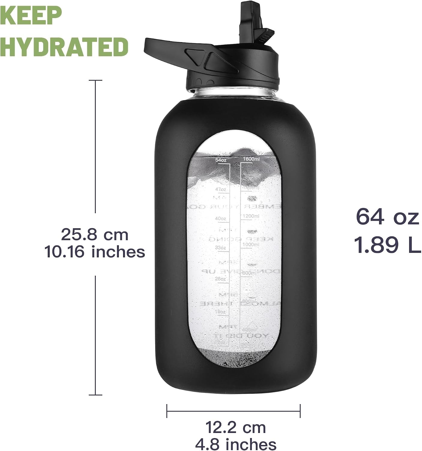 64 Oz Glass Water Bottle with Straw and Insulated Bottle Holder