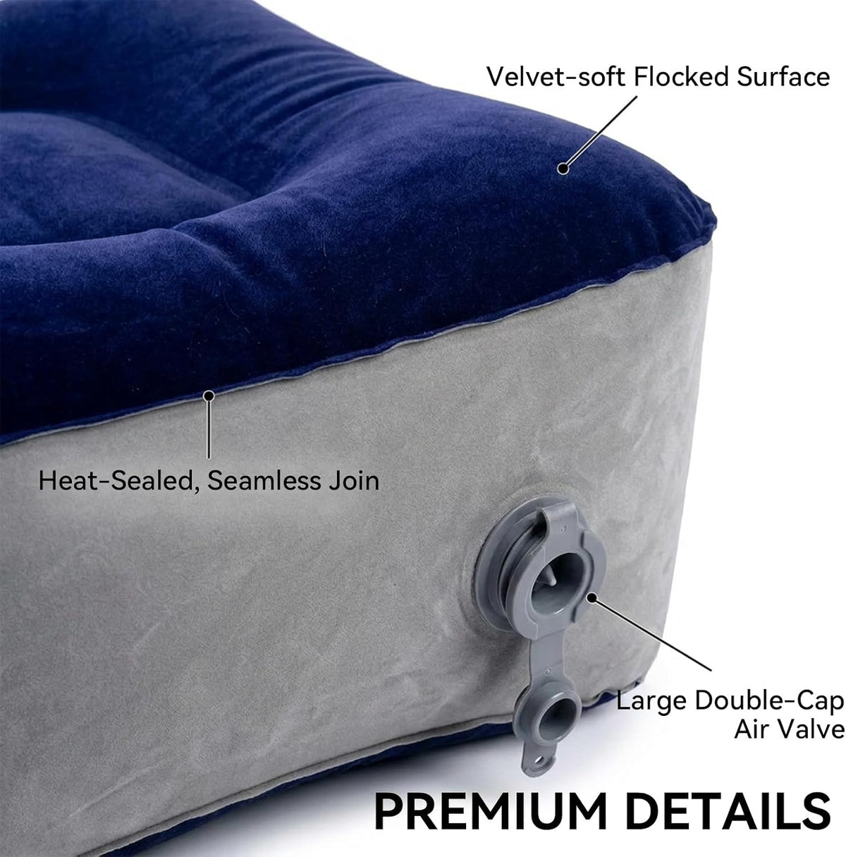 Inflatable Foot Rest Pillow, Airplane Footrest Inflatable, Portable Travel Foot Elevator for Airplane, Airplane Inflatable Foot Rest, Lightweight Foot Stool for Economy Class, Grey, Upgrade Version